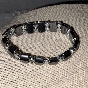 Black and Silver Beaded Bracelet